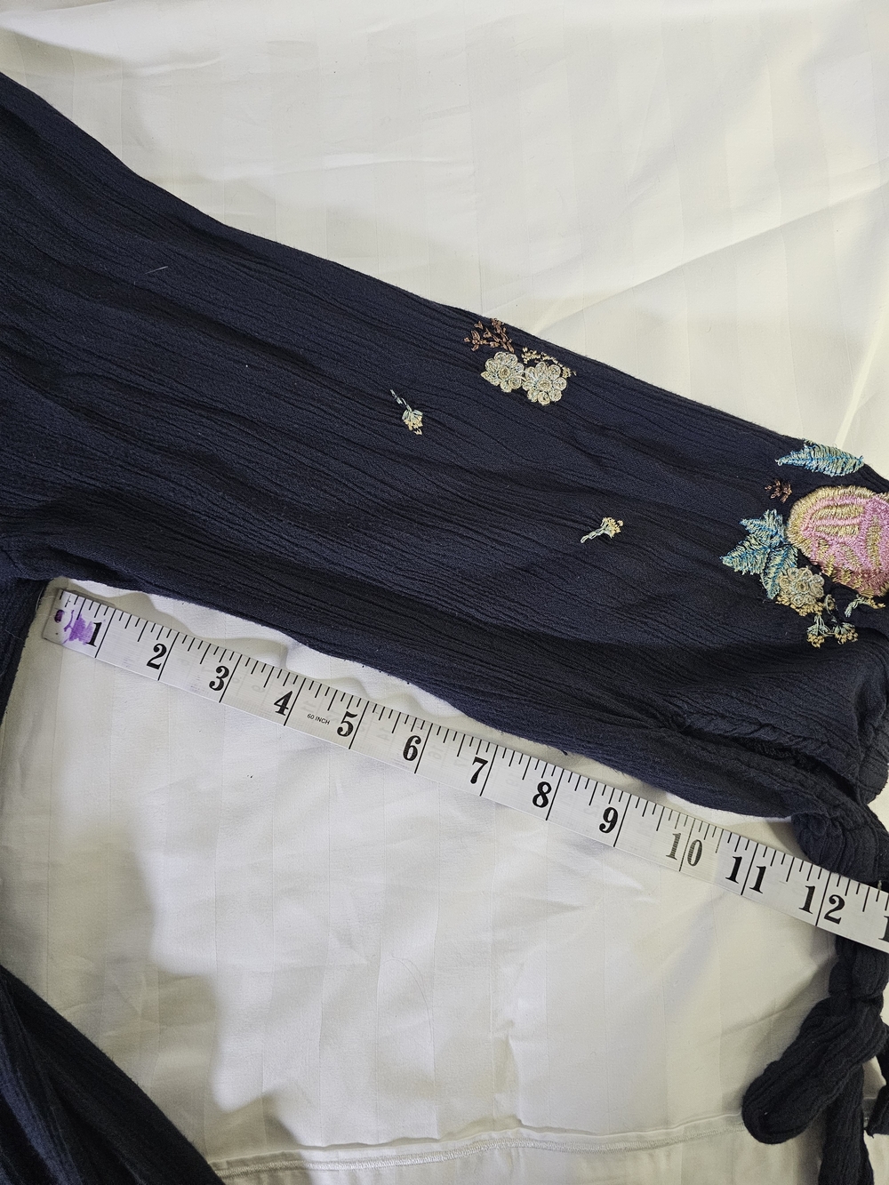 Free People Navy Embroidered Wrap Midi Dress - Picture 8 of 11